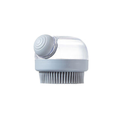 【2026 Summer Pet Care Bath Massager】 Furry Friend Grooming Scrubber with Built-in Shampoo Dispenser, Soft Silicone Brush for Cats Dogs, Home Bathing & Massage Tool - color: Gray, size: 1 pc