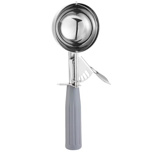 Saebye Portion Scoop - #8 (4 oz) - Disher, Large Ice Cream Scoop with Trigger, Cookie Scoop, Food Scoop, Muffin Scoop - Portion Control - 18/8 Stainless Steel, Grey Handle - size: #8/ 4 oz