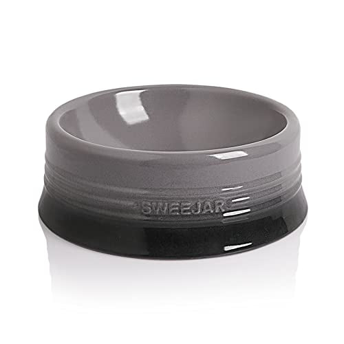 Sweejar Gradient Dog Bowl, Ceramic Dog Food Dish for Large Dogs and Large Cat, Porcelain Pet Bowl for Food and Water 32 oz (Gradient Grey) - color: Gradient Grey, size: Large (32oz)