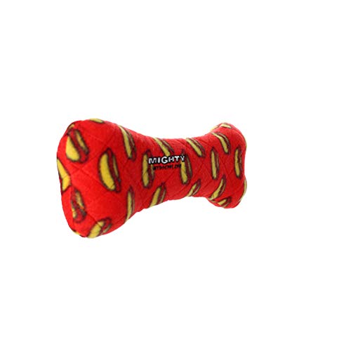 MIGHTY Tuffy 2 Pack Bone Dog Toy: Ultra Durable Plush Toy with Multiple Layers & Reinforced Seams, Washable and Floats, Vinyl Bone & Fleece - color: 2PK Red Bone