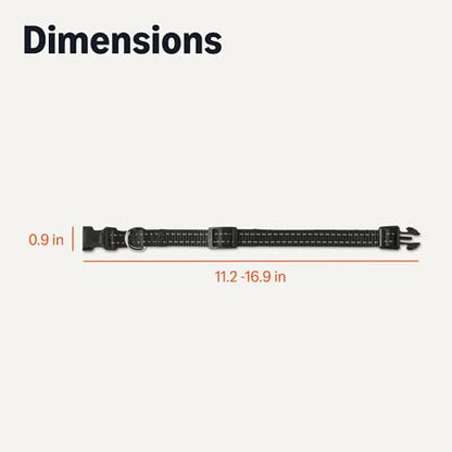 Amazon Basics Reflective Polyester Dog Collar, Adjustable Length 11.2"-16.9", 0.9" W, Quick-Release Buckle for Easy On/Off, Small, Black - size: s