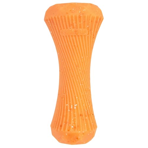 Flex-Force Stick Dog Toy & Treat Stuffer for Chew & Fetch, Floats in Water, Honey-Peach Scent for Sensory Play, Moderate Chewers, Medium & Large Breeds (25-100+ lbs), 7" - color: Stick Orange