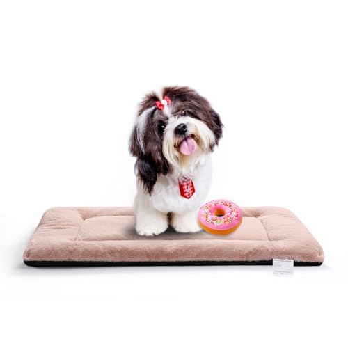 Dog Beds Crate Pad for Small Dogs Ultra Soft Dog Crate Bed Washable & Anti-Slip Kennel Pad for Dogs Cozy Sleeping Mat,Pink 24inch - color: pink, size: 24.0"L x 18.0"W x 1.0"Th