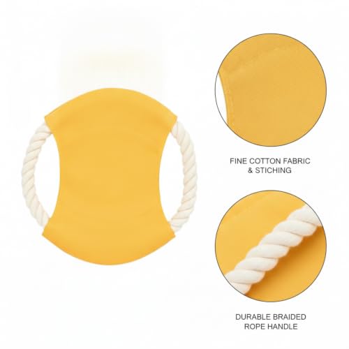 Cotton Rope Flying Disc Dog Toy, Soft Toss Frisbee for Fetch and Tug of War, 9 Inch (1 PC)