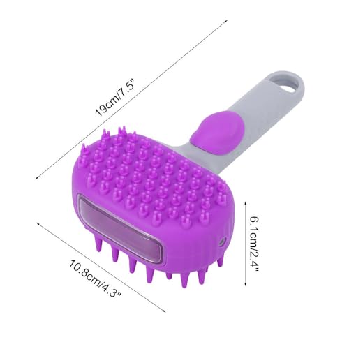 Pet Bath Brush, 2 in 1 Dog Grooming Brush with Built-in Shampoo Dispenser for Dogs and Cats Shower - color: Purple