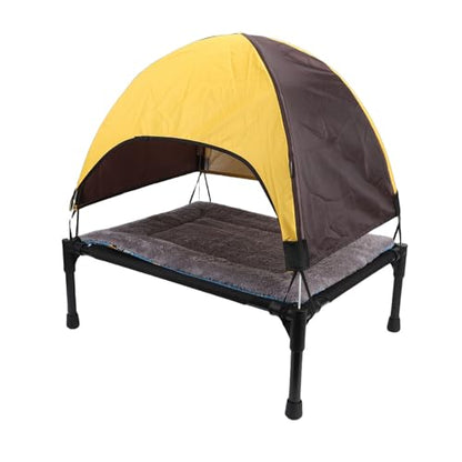 Asixxsix Raised Dog Bed, Elevated Design for Airflow and Joint Relief Elevated Pet Cot, Portable Cooling Bed with Removable Canopy and Seat Cushions for Camping Beach Outdoor Use