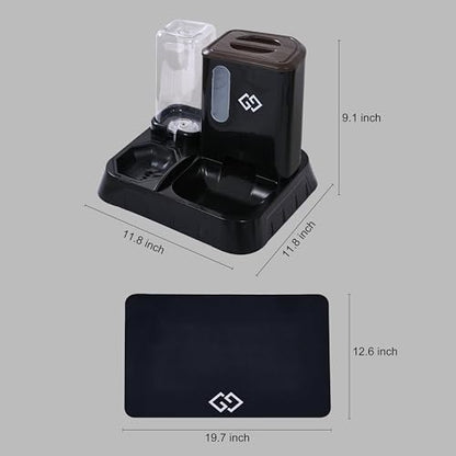 Gravity Cat Feeder & Automatic Water Dispenser – 3-in-1 Cat Feeding Station with Absorbent Feeding Mat, Spill-Proof Automatic Cat Feeder for Indoor Cats, Small Dogs & Multi-Pet Homes