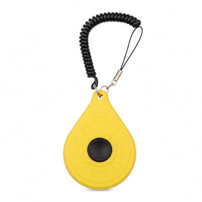 Dog Training Clicker with Wrist Strap - Ergonomic Mechanical Sound Signal for Obedience & Trick Training, Durable PP Plastic (1 Pack) - color: Yellow