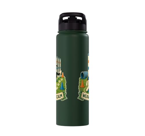 WEAVE POLE CALM Dog Agility Course Stainless Steel Insulated Water Bottle - color: Dark Green