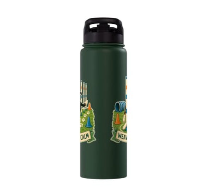WEAVE POLE CALM Dog Agility Course Stainless Steel Insulated Water Bottle - color: Dark Green