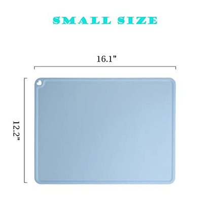 JiangYanus Silicone Pet Feeding Mat for Dog Cat Bowls, Non Slip Waterproof | Cat & Dog Bowl Mats Tray with Raised Edges for Food and Water, Pet Bowl Mat Dog Placemats to Prevent Water Spills on Floor - color: Blue