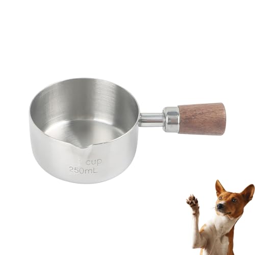 1 Cup Stainless Steel Dog Cat Food Measuring Scoop for Dry and Wet Food, Accurate Measurement for Rice, Flour, Grain (Silver) - color: Silver