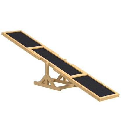Wooden Dog Agility Seesaw for Training and Exercise, Durable Outdoor Pet Activity Equipment with Anti-Slip Surface, Yellow