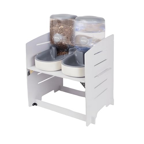Elevated Gravity Pet Feeder & Water Dispenser Combo for Medium/Large/Senior Dogs - 4L/135oz Capacity, 5 Adjustable Height Settings, Cervical-Friendly Design Reduces Neck Strain