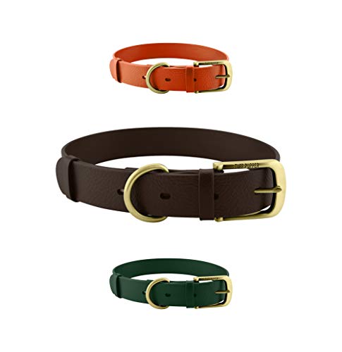 Tuff Pupper Classic Heavy Duty Dog Collar | 10x Stronger Than Leather | 100% Waterproof & Odor Proof Dog Collar | Tough Rust-Proof All Metal Hardware - color: Dark Brown