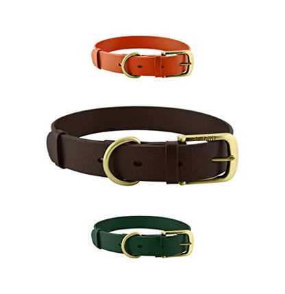 Tuff Pupper Classic Heavy Duty Dog Collar | 10x Stronger Than Leather | 100% Waterproof & Odor Proof Dog Collar | Tough Rust-Proof All Metal Hardware - color: Dark Brown