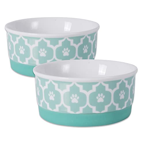 Bone Dry Lattice Collection Pet Bowl & Canister, Small Set, 4.25x2", Aqua, 2 Count - color: Aqua, size: Small Set, 4.25x2"
