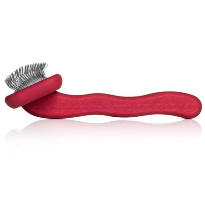 Chris Christensen Mark II Slicker Brush, Groom Like a Professional, Stainless Steel Pins, Lightweight Beech Wood Body, Ground and Polished Tips, Red Small - size: Mark II Small-RED