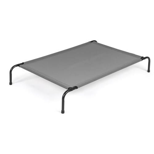 Cooling Elevated Dog Bed Raised Outdoor Dog Cot for Large Dogs,Cooling Pet Cots Bed, Frame with Washable Cooling Breathable Mesh Anti-Slip Feet, Indoor and Outdoor Pet Bed, 50 Inches Light Gray - color: Light Grey + 50"