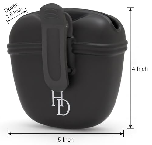 Hampton Distribution Silicone Dog Treat Pouch, Black, BPA Free Pet Treat Pouch for Pet Training with Magnetic Closure, Waist Clip & Portable Design