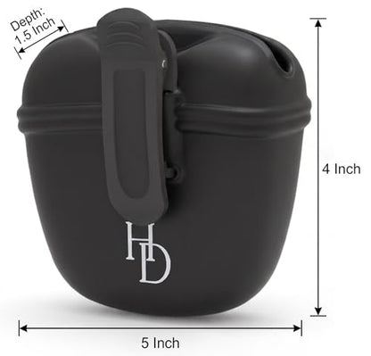 Hampton Distribution Silicone Dog Treat Pouch, Black, BPA Free Pet Treat Pouch for Pet Training with Magnetic Closure, Waist Clip & Portable Design