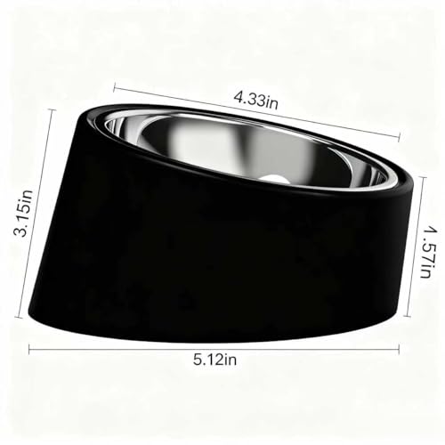 15° Tilted Dog Bowl for Small Dogs Flat-Faced Breeds - Anti-Choke Ergonomic Elevated Feeder Non-Slip Base - 2-in-1 Detachable Stainless Steel Food & Water Bowls - Classic Black Sleek Style (S, Black) - color: Black, size: S