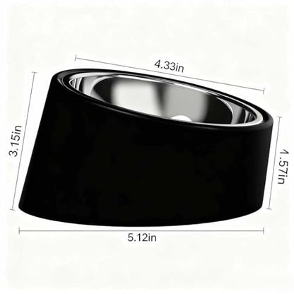 15° Tilted Dog Bowl for Small Dogs Flat-Faced Breeds - Anti-Choke Ergonomic Elevated Feeder Non-Slip Base - 2-in-1 Detachable Stainless Steel Food & Water Bowls - Classic Black Sleek Style (S, Black) - color: Black, size: S