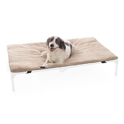 K&H Pet Products Dog Cot Pad (Cot Sold Separately), Pillow-Top Comfort Bed for K&H XL Elevated Dog Beds, Soft & Fluffy, Secure Fit Straps, Machine Washable, Portable - Extra-Large 50 X 32 Tan Fleece - size: XL (32 in x 50 in)