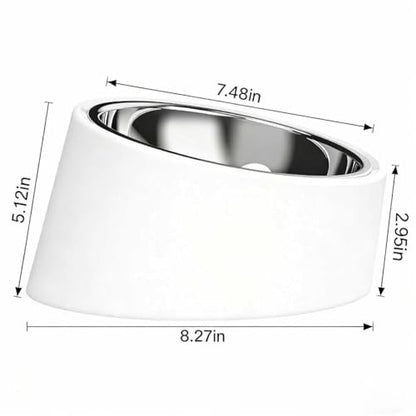 15° Tilted Dog Bowl for Small Dogs Flat-Faced Breeds - Anti-Choke Ergonomic Elevated Feeder Non-Slip Base - 2-in-1 Detachable Stainless Steel Food & Water Bowls - Pure White Clean & Simple (L, White) - color: White, size: L