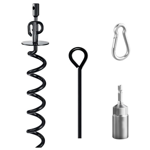 15" Heavy Duty Steel Dog Stake - 9mm Solid Anchor for Dogs Up to 120 lbs -Yard, Camping, Outdoor Use (Black, Only Stake) - size: Only stake