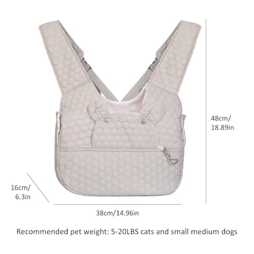 Dog Backpack Carrier for Dogs, Adjustable Strap Cat Carrier Sling, Hands-Free Front Facing Pets Sling Chest, Fit 5-15 Lbs Pets Carrier Backpack for Camping Hiking Traveling Cycling(Light Gray) - color: Light Gray