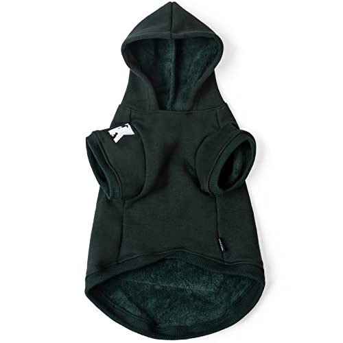 Koneseve Dog Hoodie Fleece Puppy Clothes Warm Sweater with Hat for Small Dogs Cat Hooded Shirt Kitten Pet Basic Sweatshirt with Pocket Doggie Soft Winter Coat Apparel (Green; S) - color: Green, size: S-(2~7lb) | Chest(~13")
