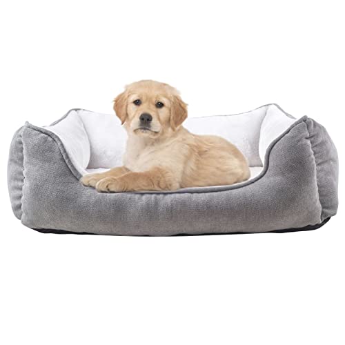 long rich rectangle bolster Pet Bed, Dog bed medium size, Gray With, 25x21x8 Inch (Pack of 1) (HCT-REC-005)