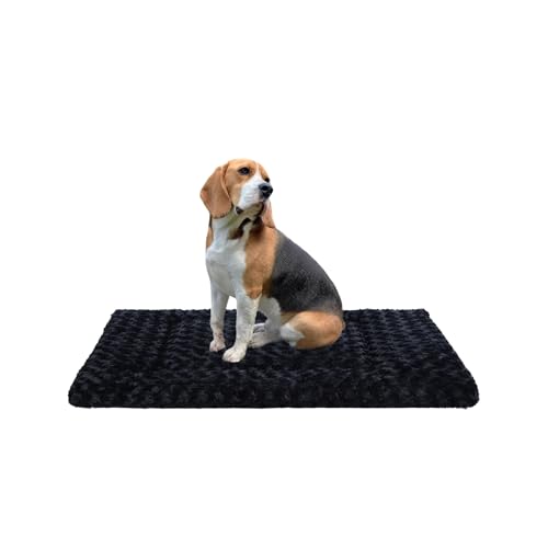 Washable Dog Bed Mat Crate Pad Soft Fluffy Pet Kennel Beds Dog Sleeping Mattress for Large Jumbo Medium Small Dogs, 36 x 23 Inch, Black - color: Black, size: 36.00" x 23.00" x 1.50"