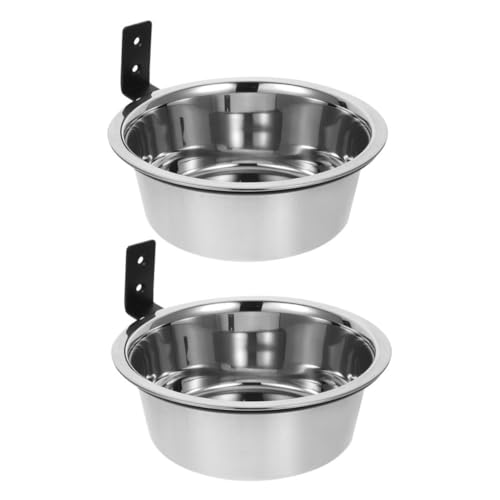 POPETPOP Wall Mounted Elevated Dog Bowl Set 2 Stainless Steel Hanging PET Feeding Stations for Dogs Adjustable Height Food and Water Bowls Easy Installation
