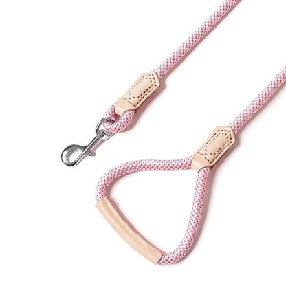 Mile High Life Dog Leash, Rope Leash with Genuine Leather Handle and Heavy Duty Metal Clasp, Great for Small Medium Large Dogs (Pink, 4FT) - color: Leather Handle-Pink, size: 48 Inch-1/2"