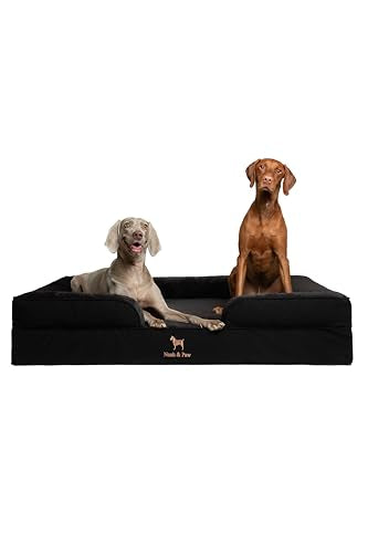 NOAH & PAW Giant Dog Bed XXL, 55x45x11 Inch, Orthopedic Dog Beds, Eggshell Memory Foam Infused with Cooling Gel, Inner Cover, Water Resistant, Machine Washable (Denim Sofa Collection) - color: Denim - Black, size: XX-Large