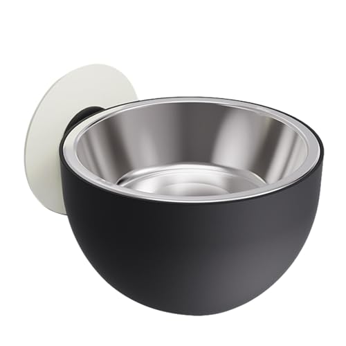 Elevated Cat Bowls - Elevated Pet Bowl Magnetic Dog Food Bowls, Cat Serve Ware | Black, White, Stainless Steel + PP Wall Mount Raised Puppy Food Bowl Dishwasher Safe for Pets Feeding - color: Black