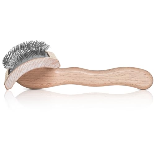 Chris Christensen Mark VI Curved Back Slicker Brush for Dogs, 12mm Pins, Groom Like a Pro, Handcrafted Lightweight Beechwood Ergonomic Handle, Stainless Steel Pins, A5VI, Medium. Made in Germany. - size: Mark VI Medium Curved Back
