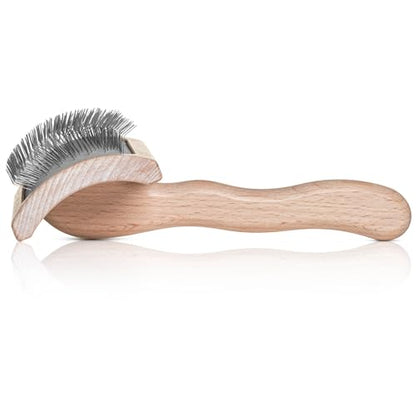 Chris Christensen Mark VI Curved Back Slicker Brush for Dogs, 12mm Pins, Groom Like a Pro, Handcrafted Lightweight Beechwood Ergonomic Handle, Stainless Steel Pins, A5VI, Medium. Made in Germany. - size: Mark VI Medium Curved Back