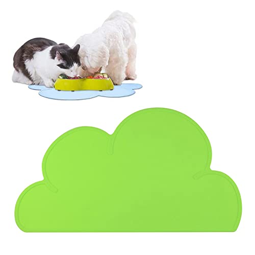 JiangYanus Dog Cat Food Bowl Mat, Waterproof Silicone Pet Feeding Mat | Placemat for Food and Water Bowls, Nonslip Cat Dog Food Placemat Tray Mat, Raised Edges to Prevent Water Spills on Floors - color: Glass Green