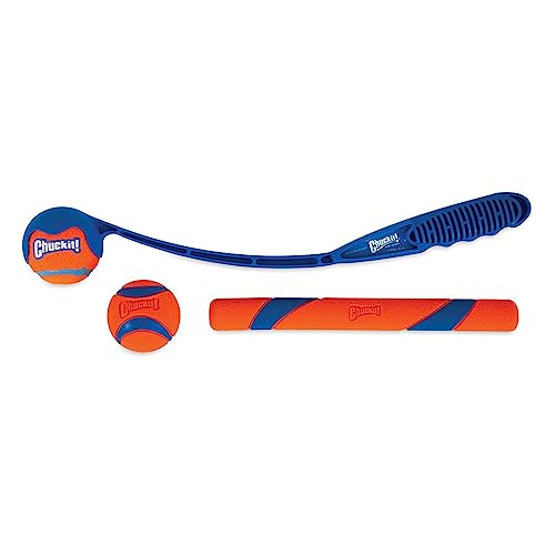 Chuckit! Fetch Pack - Chuck It Dog Ball Launcher 18 M, Tennis Ball, Ultra Rubber Ball and Ultra Fetch Stick Dog Gifts, Dog Toys Indestructible Dog Ball Thrower Launcher