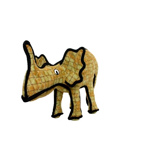 TUFFY - World's Tuffest Soft Dog Toy - Dinosaur - Multiple Layers. Made Durable, Strong & Tough. Interactive Play (Tug, Toss & Fetch). Machine Washable & Floats - color: Brown Moosasaurus Dinosaur