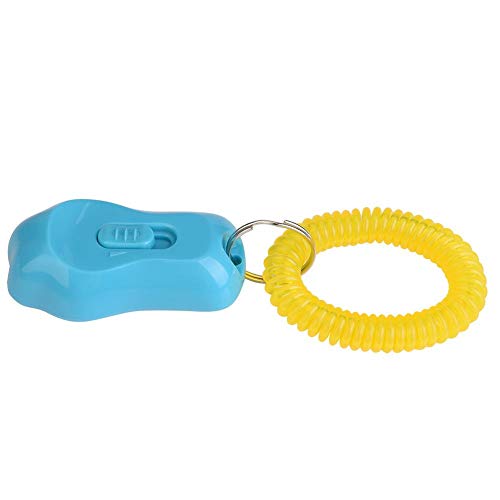 Adjustable 3 Gears Pet Dog Training Clicker Paw Shaped with Wrist Strap for Cats Birds(Blue) - color: blue