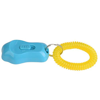 Adjustable 3 Gears Pet Dog Training Clicker Paw Shaped with Wrist Strap for Cats Birds(Blue) - color: blue