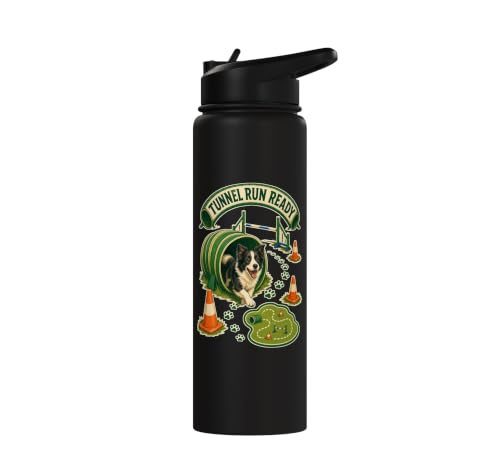 TUNNEL RUN READY Dog Agility Cones Stainless Steel Insulated Water Bottle - color: Black