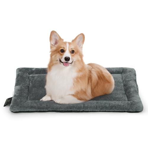 BOWHAUS 27.1" x 16.5” Machine-Washable Fluffy Dog Bed for 30" Kennel, Soft Crate Mat with Non-Slip Bottom, Cozy Pet Pad for Sleeping, Small, Medium Dog Kennel Flat Bed - size: 27.1" x 16.5" x 1.2"