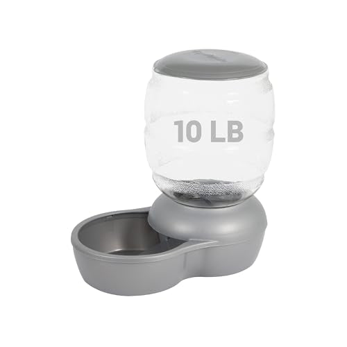 Petmate Replendish Pearl White 10 lb Dog Cat Feeder,Grey, Made in USA - color: Pearl Silver Grey, size: 10 LB