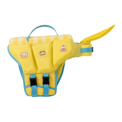 Dog Doggy Life Jacket Life Vest Saver Preserver Reflective Nylon Neoprene Quick Release Adjustable Bandana (Yellow#M) - color: Yellow#M