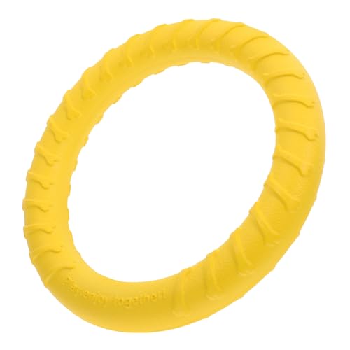 Alipis Dog Chew Ring for Large Dogs Sturdy Eva Teething Interactive Puppy Chew Ring Yellow Small Loop Floating Pet Training for Aggressive Chewers